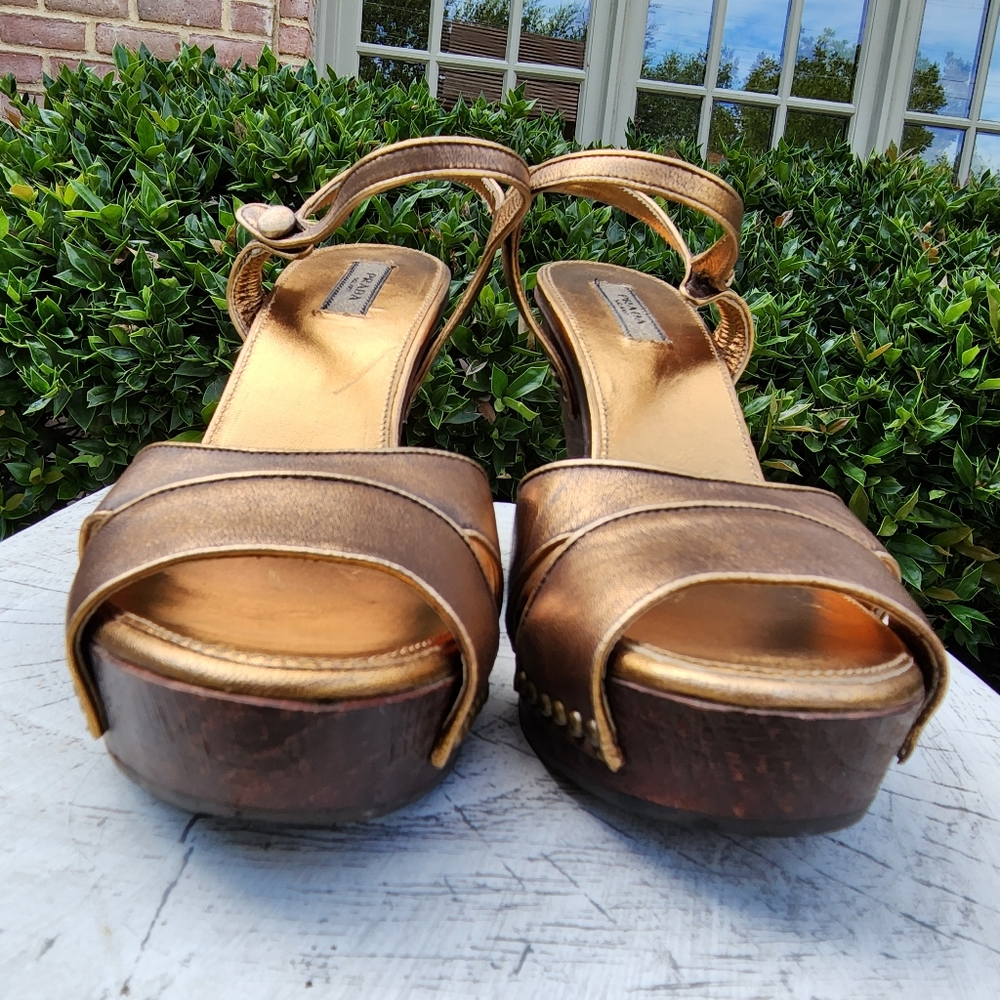 Prada Gold Bronze Wedge Size 37 - Picture 9 of 15